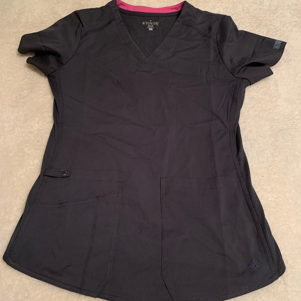 Grey Med Couture Scrub Top. Size S